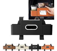 3-In-1 Car Backseat Organizer - car organizer with Cup Holder Tissue Box Trash Bin & Hooks for Hold Phones Snacks Drinks and Handbags (Black)