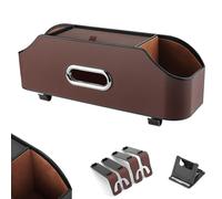 3-In-1 Car Backseat Organizer - Keep Your Ride Clean and Organized, Waterproof Leather, with Reinforced Headrest Straps, Car Cup Holder Organizer for Hold Phone, Snacks, Drinks, Handbag (Brown)