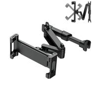 3-in-1 Car Headrest Tablet Holder, Car Headrest Tablet Phone Holder, Extendable and Foldable, Adjustable Backseat Mount, 360 Degree Rotation for Travel (Black)