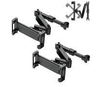 3-in-1 Car Headrest Tablet Holder, Car Headrest Tablet Phone Holder, Extendable and Foldable, Adjustable Backseat Mount, 360 Degree Rotation for Travel (Black*2)