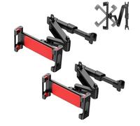 3-in-1 Car Headrest Tablet Holder, Car Headrest Tablet Phone Holder, Extendable and Foldable, Adjustable Backseat Mount, 360 Degree Rotation for Travel (Red*2)