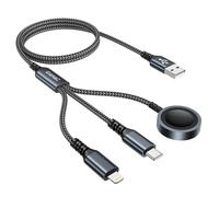 3 in 1 Caricatore Apple Watch [1.2M] Caricatore USB Multiplo Cavo Ricarica iPhone con Lightning/USB C/iWatch per Apple Watch Series 9/8/7/6/SE/5/4/3/Ultra/iPhone 16/15/14/13/12/11