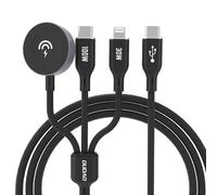 3 in 1 Caricatore Apple Watch Caricatore USB-C Multiplo Cavo Ricarica iPhone con Lightning/USB C/iWatch per Apple Watch Series 9/8/7/6/SE/5/4/3/Ultra/iPhone 16/15/14/13/12/11