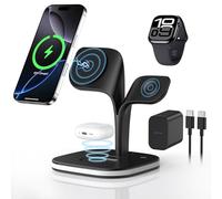 HJCE Caricabatterie Senza Fili con Mag-Safe, 3 in 1 Stazione Di Ricarica per Apple Inductive Wireless Charger per iPhone 16 15 14 13 12, Apple Watch 10/9/8/7/6/SE/5/4/3/, per AirPods 4/3/2/Pro