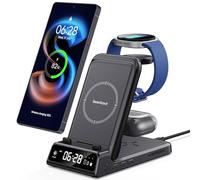 3 in 1 Caricatore Wireless per Samsung S25/Watch 8/8 Classic, Stazione di Ricarica per Samsung S25+/S25 Ultra/S24/S23/Fold 6, Galaxy Watch Ultra 2025/7/6/5/4, Galaxy Buds, SwanScout 703S (No Adapter)