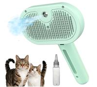 3 in 1 Cat Steam Brush, Self Cleaning Grooming and Shedding Steam Brush for Cats Dogs Small Pets Long Short Hair (Green)