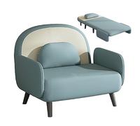 3 in 1 convertibileDivanoLetto & CatScratchingClothErgonomicoPieghevole GuestBedwith5LevelBackrestSolidWood Legs250kgCapacitàSingleChair (blu195x70x26cm)