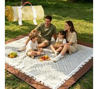 3-in-1 Coperta da picnic,180*180 cm Coperta Da Picnic+Manigli Tappeto Resistente All'umidità，Coperta da picnics impermeabile extra large，portatile Camping Pad Tappetino parco, viaggi tappeto (B)
