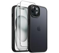 3 in 1 Cover Opaca per iPhone 15 6,1 Pollici con Pacco da 2 Vetro Temperato