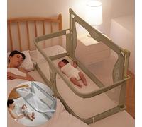 3 in 1 Culla per Neonato Fianco Letto, Culla Nex to Me, culla per Bambini, culla portatile pieghevole, finestra in rete traspirante e visibile, fodera morbida lavabile e robusta lega di alluminio ( Co