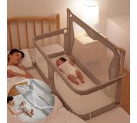 3 in 1 Culla per Neonato Fianco Letto, Culla Nex to Me, culla per Bambini, culla portatile pieghevole, finestra in rete traspirante e visibile, fodera morbida lavabile e robusta lega di alluminio ( Co