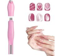 3-in-1 Cuore Shape Round Line Shape Nail Art Magnet Pens, 3-in-1 Cuore Magnet for Cat Eye Gel Polish, for DIY Nails Decoration (rosa)