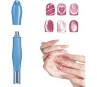 3-in-1 Cuore Shape Round Line Shape Nail Art Magnet Pens, 3-in-1 Cuore Magnet for Cat Eye Gel Polish, for DIY Nails Decoration (Blu)