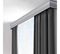 3-in-1 Decorative Pelmet Box for Double Track Curtains Gray Ceiling Curtain Rod with Fittings Ideal for Living Room & Bedroom 1.6m (5.25ft) Window Treatment