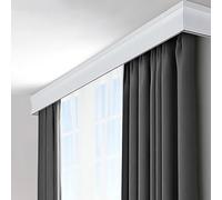 3-in-1 Decorative Pelmet Box with Double Track Curtain Rod 1m (3.3ft) Fittings for Living Room & Bedroom - Stylish White Window Treatment Solution
