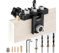 3 in 1 Dima per Tasselli Legno, Set Maschere Per Fori Tascabili con 8/10 / 15mm Drill Bit Per Spinatura Legno Guida di Foratura per Angolo Posizionatore Localizzatore