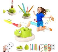 3 in 1 Dinosaur Musical Jumping, Giochi da Esterno per Bambini 3 4 5 6 7 8 9 Anni - Salta con Musica, Razzo Spaziale Giocattolo e Gioco Lancio Anelli - Giochi da Interno ed Esterno (Batteria)
