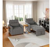 3 in 1 Divano Letto con Funzione Sonno, Divano Letto Convertibile | Divano a 1 posto, schienale regolabile a 5 livelli, tavolino pieghevole, tasca laterale, poltrona relax, letto per gli ospiti