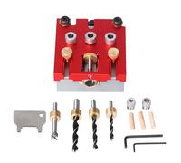 3 in 1 Drill Guide Jig System | Aluminum Alloy Woodworking Hole Punch Positioner for Panel Furniture | 16-64mm Thickness/DIY Projects/Skilled Use | Etched Engraving Scale