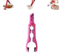 3-in-1 Dual Head Hot Plate Grippers, Multi-Angle Anti-Scald Bowl Holder Clip, Plates Steamers, Bowl Clip Hot Dish Grabber, Heat Resistant Silicone Tool with Lock Bottle Opener (Pink)