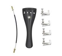 3 in 1 Ebony Tailpiece with Rope & Fine Tuners Kit | Replacement for 4/4 & 3/4 Violin | Well - Made Metal Tuners & Nylon Rope | Easy Installation & Sturdy Design