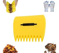 3-in-1 Ergonomic Pickup Rake, Easy Leaf & Grass Grabber Without Bending Over, Leaf Scoops Rubbish Pick Up Tool, Lightweight Plastic Hand Held Scoops Hand Rakes, for Yard Garden Work (yellow)