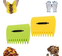 3-in-1 Ergonomic Pickup Rake, Easy Leaf & Grass Grabber Without Bending Over, Leaf Scoops Rubbish Pick Up Tool, Lightweight Plastic Hand Held Scoops Hand Rakes, for Yard Garden Work (2Pcs-c)