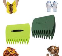 3-in-1 Ergonomic Pickup Rake, Easy Leaf & Grass Grabber Without Bending Over, Leaf Scoops Rubbish Pick Up Tool, Lightweight Plastic Hand Held Scoops Hand Rakes, for Yard Garden Work (2Pcs-a)