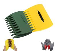 3-in-1 Ergonomic Pickup Rake, Leaf Scoops, Easy Leaf & Grass Grabber, Rubbish Pick Up Tool, Lightweight Plastic Hand Held Scoops Hand Rakes, for Picking up Leaves, Clippings, Grass (Dark green+Yellow)