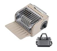 3 in 1 Fornello Campeggio in Acciaio Inossidabile Pieghevole, Stufetta a Gas Portatile Borsa Portaoggetti Inclusa, per Campeggio e Viaggio,Khaki