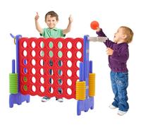 3 in 1 Forza 4 Gigante,Gioco di Fila Grande con 42 Anelli Jumbo, 3 anelli e 1 Pallone da Basket,Mega 4 in Linea per Bambini e Adulti, per Esterno e Interno(Rosso Azzurro)