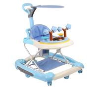 3 in 1 Girarrosto bambino evolutivo con vassoio per attività musicali rimovibili, Girellini da passeggio con ruota universale e altezza regolabile, da 6 a 18 mesi (3 in 1, 69 x 74 x 83 cm, blu)