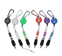 3-in-1 Handy Retractable Badge Reel Pen Clip da cintura portachiavi Carabinerm con penna retrattile (Set di 6)