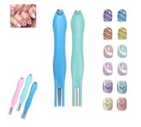 3-in-1 Heart Shape Round Line Shape Nail Art Magnet Pen, 2025 New Magnetic Nail Art Tool, Upgraded Magnetic Tool for Cat Eye Gel Polish, Ideal for DIY & Salon Use (Blue+Green)