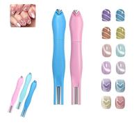 3-in-1 Heart Shape Round Line Shape Nail Art Magnet Pen, 2025 New Magnetic Nail Art Tool, Upgraded Magnetic Tool for Cat Eye Gel Polish, Ideal for DIY & Salon Use (Blue+Pink)