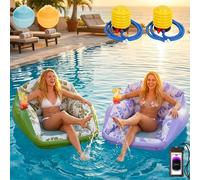 3-in-1 Inflatable Pool Lounge Chair for Adults, U - Shaped Water Sofa Float with Cooling Mesh Seat and Cup Holder, Heavy Duty Floating Hammock Lounger for Summer Beach Lake Vacation (2Pcs-Mix)
