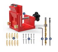 3 in 1 Lavorazione Del Legno Doweling Jig Kit Palmare Pocket Hole Jig Tools Set Regolabile Drill Guide Locator Puncher Strumento Scala Foro Puncher