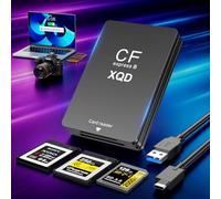 3 in 1 Lettore di schede CFexpress di tipo B,XQD e SD,USB 3.1 (Gen 2) 10 Gbps adattatore lettore di schede CF Express di tipo B con cavo USB-A e USB-C,compatibile con Windows/Mac/Linux/Android,Nero
