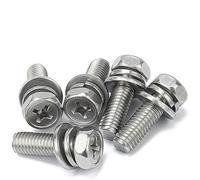 3 in 1 M3 M4 M5 M6 M8 M10 304 Guarnizione a vite esagonale in acciaio inox 304, rondella a tre combinazioni, 18 mm, M4 (20 pezzi)