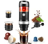 3 in 1 Macchina Caffè Portatile 25 Bar Ricaricabile Autoriscalda Viaggio | Compatibile Capsule Ns/DG & Caffè Macinato,9600mAh Batteria,Design Mini Compatto,Ideale per Campeggio Ufficio Auto Escursioni