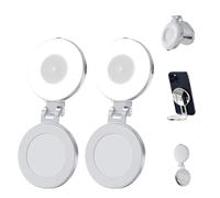 3-in-1 Magnetic Beauty Selfie Light for Phones, 360° Foldable Magnetic Phone Ring Light with Mirror, Adjusted 3 Lights Modes, for Makeup Selfies, Mirror and Phone Stand (2pc)