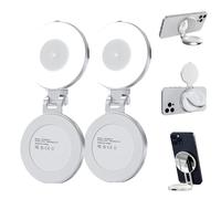 3-in-1 Magnetic Beauty Selfie Light for Phones, 360°Foldable magnetic selfie light with mirror, 3 Color Soft Glow, Portable Rechargeable Selfie Clip, for Makeup Selfies (2*Pcs)