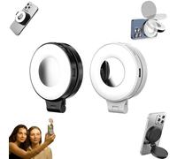 3-in-1 Magnetic Beauty Selfie Light for Phones, 360° Rotatable Pocket LED Selfie Ring Fill Makeup with Mirror, 3 Light Modes, Great for Night Portraits, Vlogging, Live Streaming (2Pcs-C)