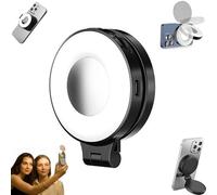 3-in-1 Magnetic Beauty Selfie Light for Phones, 360° Rotatable Pocket LED Selfie Ring Fill Makeup with Mirror, 3 Light Modes, Great for Night Portraits, Vlogging, Live Streaming (Black)