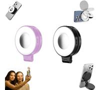 3-in-1 Magnetic Beauty Selfie Light for Phones, 360° Rotatable Pocket LED Selfie Ring Fill Makeup with Mirror, 3 Light Modes, Great for Night Portraits, Vlogging, Live Streaming (2Pcs-B)