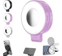 3-in-1 Magnetic Beauty Selfie Light for Phones, Foldable Magnetic Beauty Light for Phones, 360 LED Ring Lighting, Portable Rechargeable Fill Lights, Three-Level Lighting (Pink)