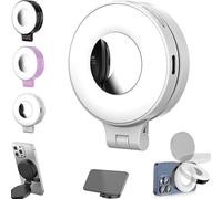 3-in-1 Magnetic Beauty Selfie Light for Phones, Foldable Magnetic Beauty Light for Phones, 360 LED Ring Lighting, Portable Rechargeable Fill Lights, Three-Level Lighting (White)