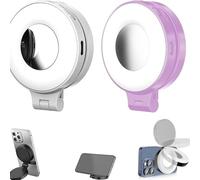 3-in-1 Magnetic Beauty Selfie Light for Phones, Foldable Magnetic Beauty Light for Phones, 360 LED Ring Lighting, Portable Rechargeable Fill Lights, Three-Level Lighting (B+C)