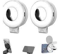 3-in-1 Magnetic Beauty Selfie Light for Phones, Foldable Magnetic Beauty Light for Phones, 360 LED Ring Lights, Portable Rechargeable Fill Lights, Three-Level Lighting (2C)