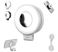 3-in-1 Magnetic Beauty Selfie Light for Phones, Foldable & Rechargeable LED Magnetic Fill Light with Mirror, Three - Color Soft (White)